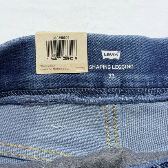 Levi's Shaping Leggings Mid Rise Super Skinny Blue Denim Jeans 16 Medium W33 L30 - Picture 3 of 10